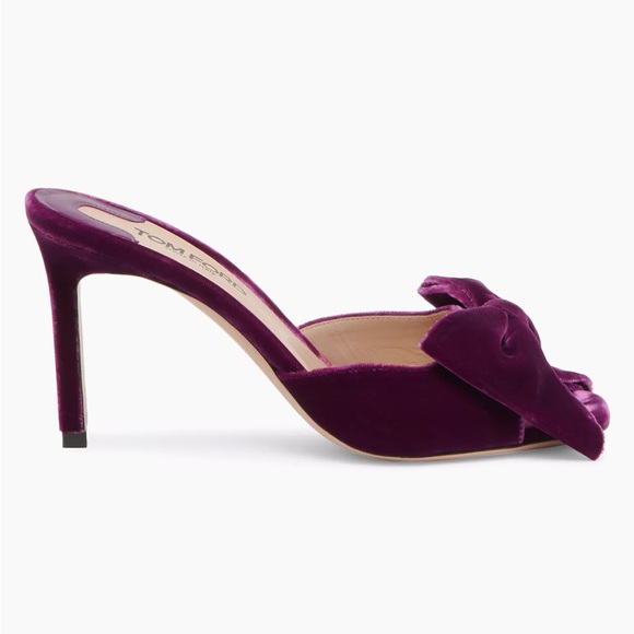 Tom Ford Bridgette 85MM Open-Toe Velvet Pumps Shoes Purple Women’s 40.5/US 10.5 - Picture 1 of 7
